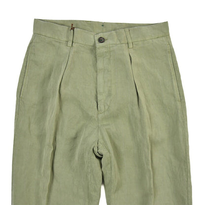 SUMMER SALE｜BERWICH “CHIAIA-GD” リネン混 ワンタックスラックス カーキグリーン(verde296) 44 | GUARDAROBA MILANO OFFICIAL STORE