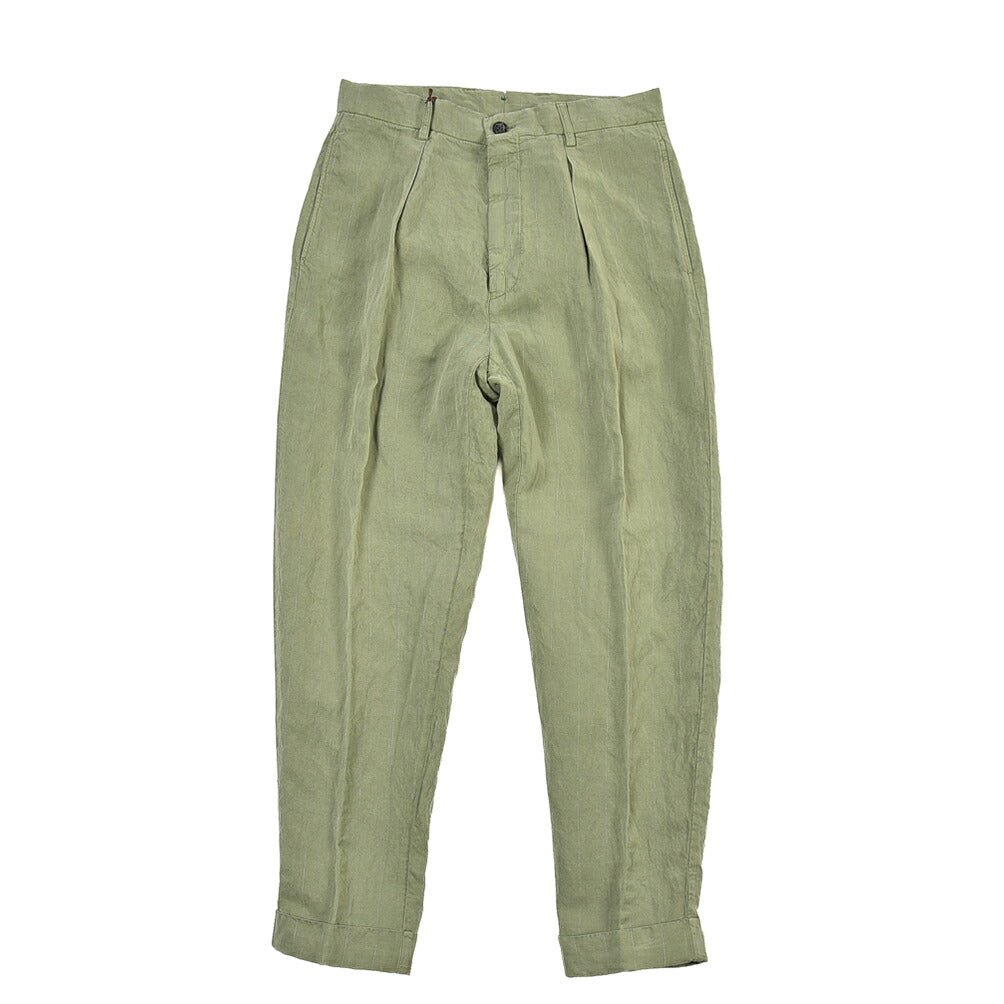 SUMMER SALE｜BERWICH “CHIAIA-GD” リネン混 ワンタックスラックス カーキグリーン(verde296) 44 | GUARDAROBA MILANO OFFICIAL STORE