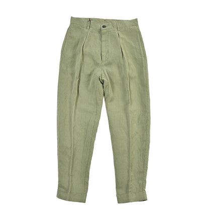 SUMMER SALE｜BERWICH “CHIAIA-GD” リネン混 ワンタックスラックス カーキグリーン(verde296) 44 | GUARDAROBA MILANO OFFICIAL STORE