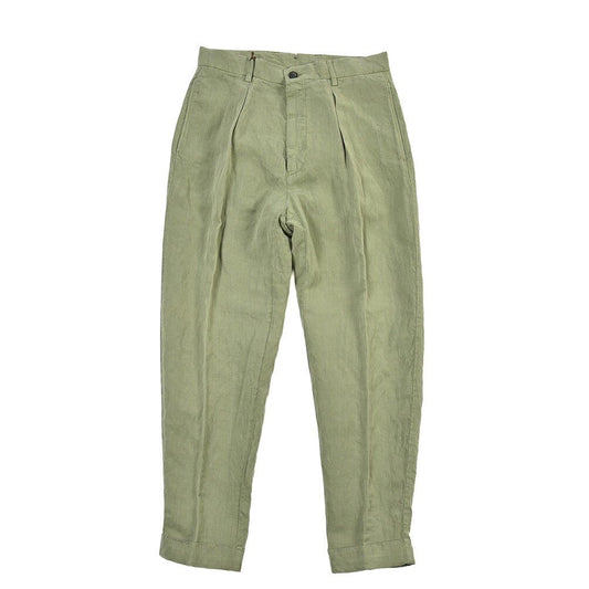 SUMMER SALE｜BERWICH “CHIAIA-GD” リネン混 ワンタックスラックス カーキグリーン(verde296) 44 | GUARDAROBA MILANO OFFICIAL STORE