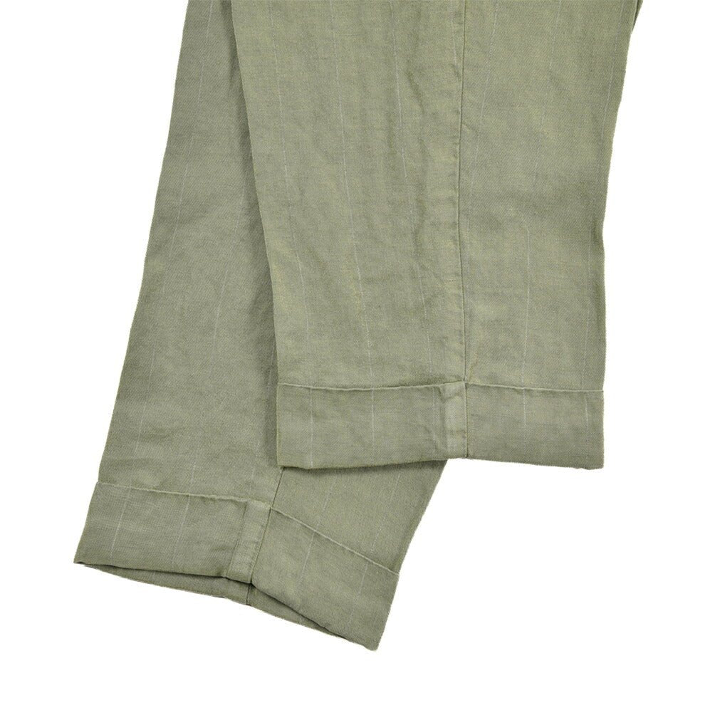 SUMMER SALE｜BERWICH “CHIAIA-GD” リネン混 ワンタックスラックス カーキグリーン(verde296) 44 | GUARDAROBA MILANO OFFICIAL STORE