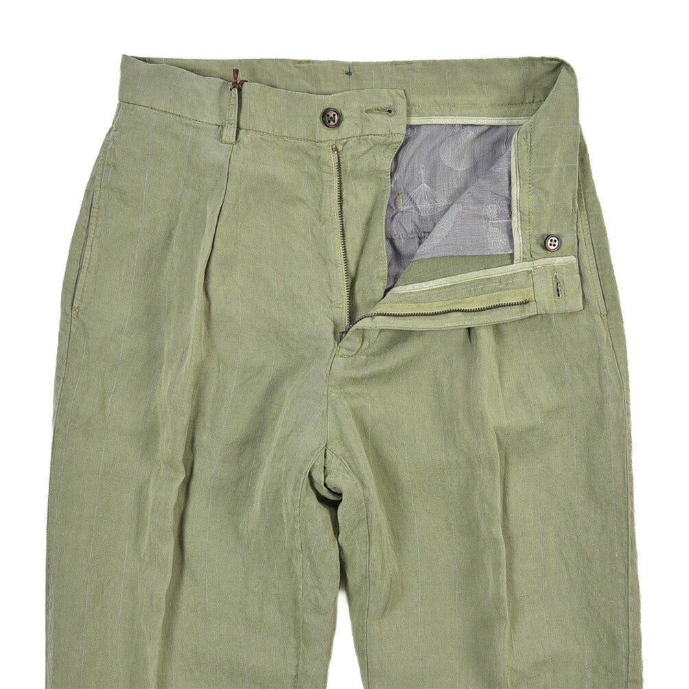 SUMMER SALE｜BERWICH “CHIAIA-GD” リネン混 ワンタックスラックス カーキグリーン(verde296) 44 | GUARDAROBA MILANO OFFICIAL STORE