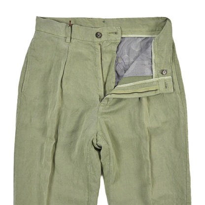 SUMMER SALE｜BERWICH “CHIAIA-GD” リネン混 ワンタックスラックス カーキグリーン(verde296) 44 | GUARDAROBA MILANO OFFICIAL STORE