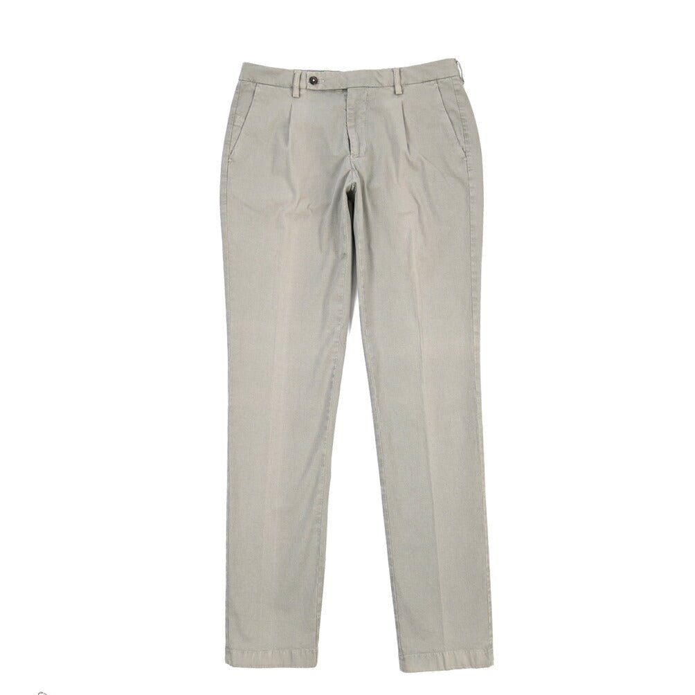 SUMMER SALE｜BERWICH “MORELLO 1P-GD” ストレッチコットン ワンタックチノパンツ グレー(conza701) 48 | GUARDAROBA MILANO OFFICIAL STORE