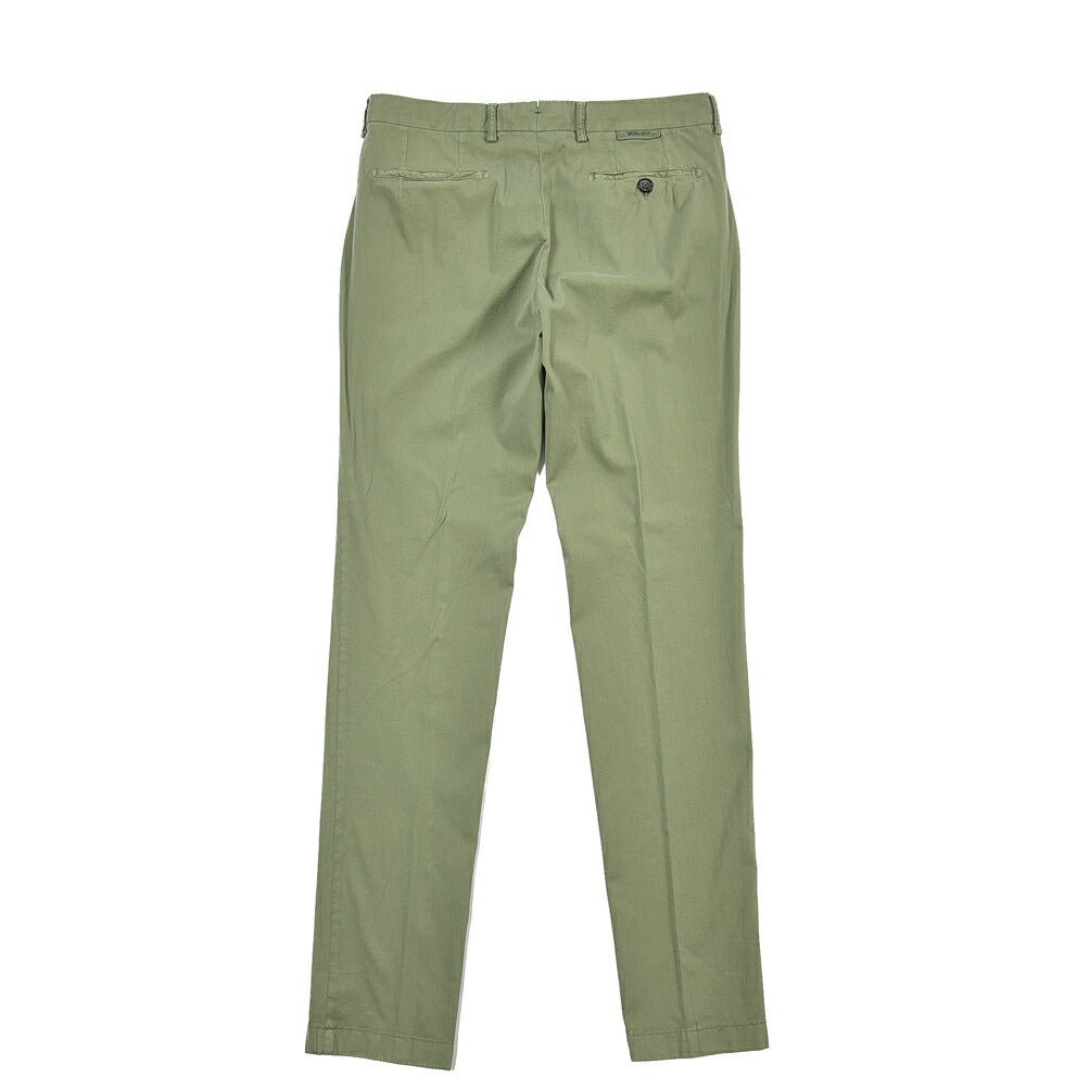 SUMMER SALE｜BERWICH “MORELLO-GD” シルク混コットン ノータックスラックス カーキグリーン(verde296) 48 | GUARDAROBA MILANO OFFICIAL STORE