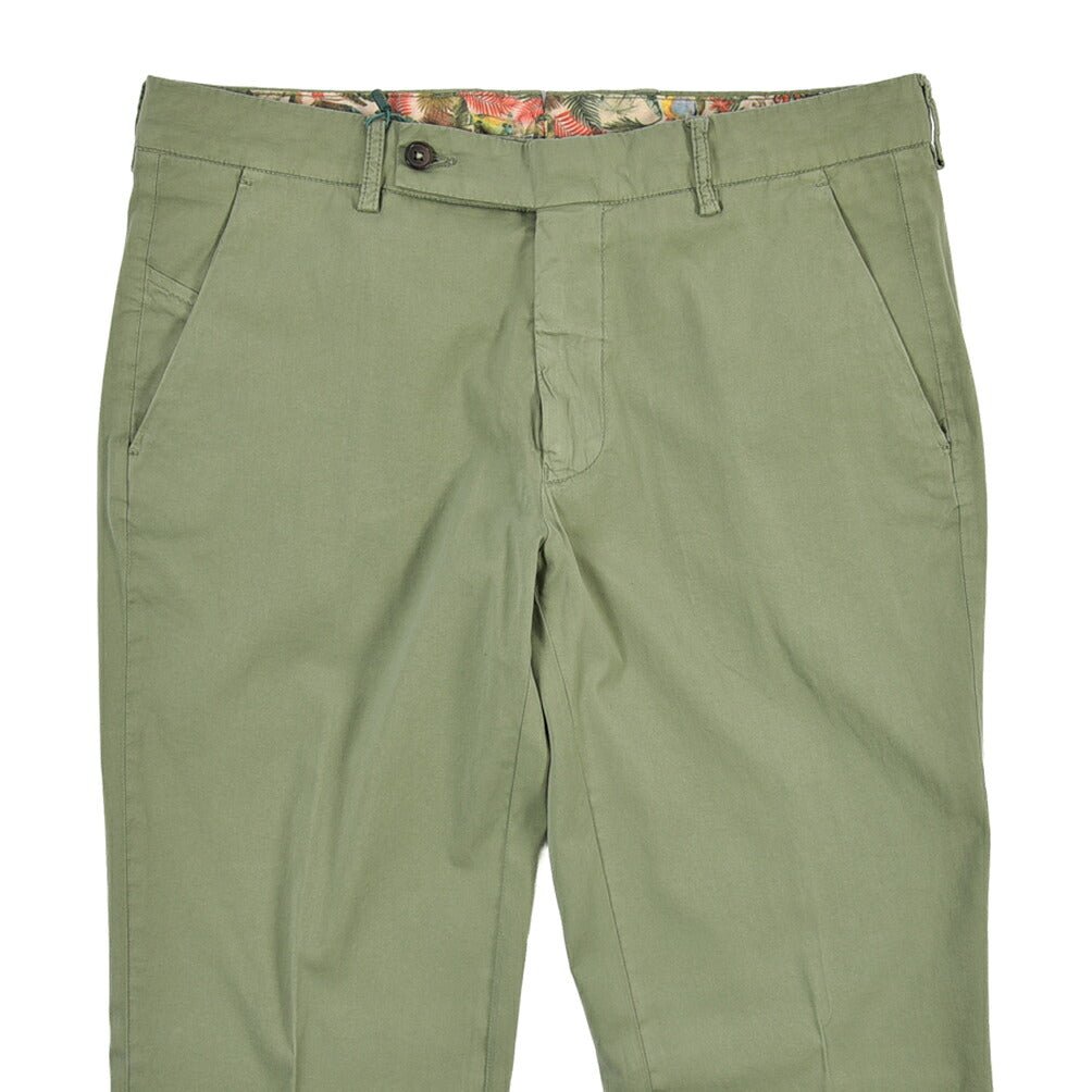 SUMMER SALE｜BERWICH “MORELLO-GD” シルク混コットン ノータックスラックス カーキグリーン(verde296) 48 | GUARDAROBA MILANO OFFICIAL STORE