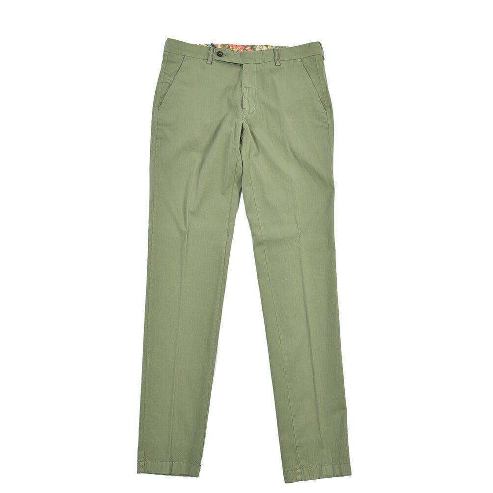 SUMMER SALE｜BERWICH “MORELLO-GD” シルク混コットン ノータックスラックス カーキグリーン(verde296) 48 | GUARDAROBA MILANO OFFICIAL STORE