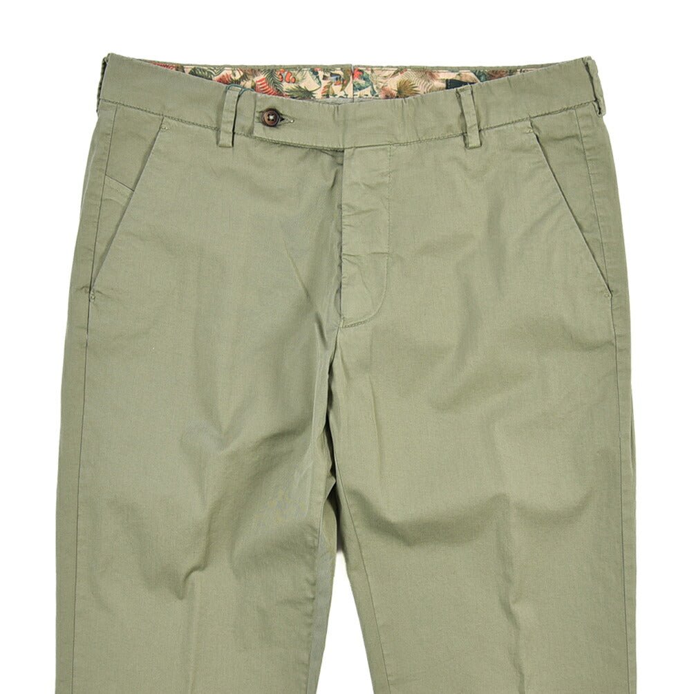 SUMMER SALE｜BERWICH “MORELLO-GD” ストレッチコットン ノータックチノパンツ カーキグリーン(verde9517) 48 | GUARDAROBA MILANO OFFICIAL STORE