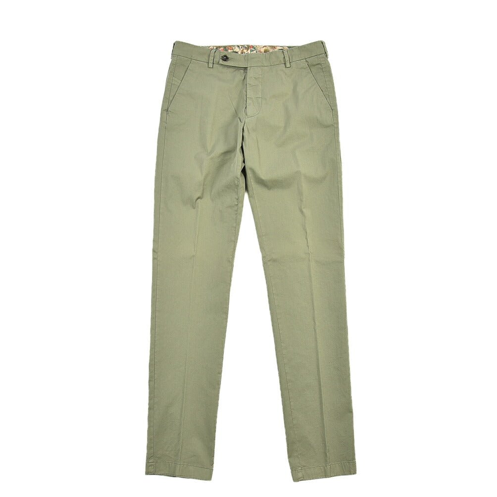 SUMMER SALE｜BERWICH “MORELLO-GD” ストレッチコットン ノータックチノパンツ カーキグリーン(verde9517) 48 | GUARDAROBA MILANO OFFICIAL STORE