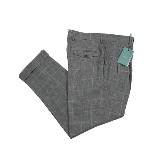 SUMMER SALE｜BERWICH “NEGRONI LUX” リネン100% ツータックスラックス グレー(matt grey) 48 | GUARDAROBA MILANO OFFICIAL STORE