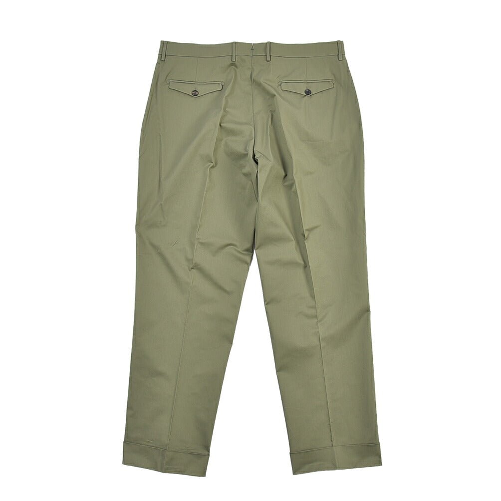 SUMMER SALE｜BERWICH “NEGRONI LUX” ストレッチコットン ツータックチノパンツ カーキグリーン(sage) 54 | GUARDAROBA MILANO OFFICIAL STORE