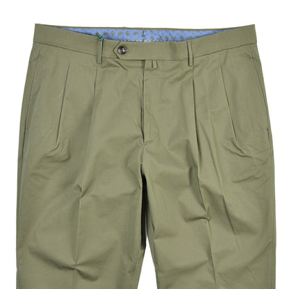 SUMMER SALE｜BERWICH “NEGRONI LUX” ストレッチコットン ツータックチノパンツ カーキグリーン(sage) 54 | GUARDAROBA MILANO OFFICIAL STORE