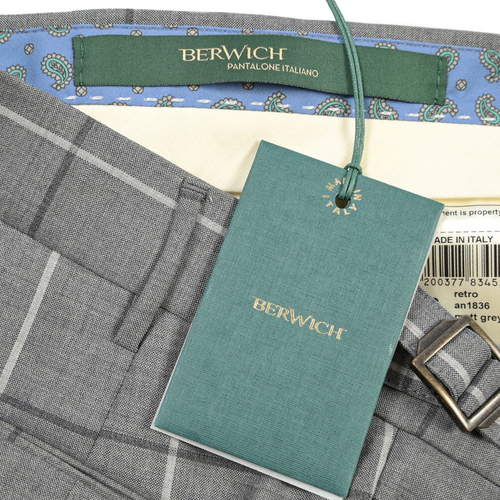 SUMMER SALE｜BERWICH “RETRO 1P” ヴァージンウール100% ワンタックスラックス グレー(matt grey) 52 | GUARDAROBA MILANO OFFICIAL STORE