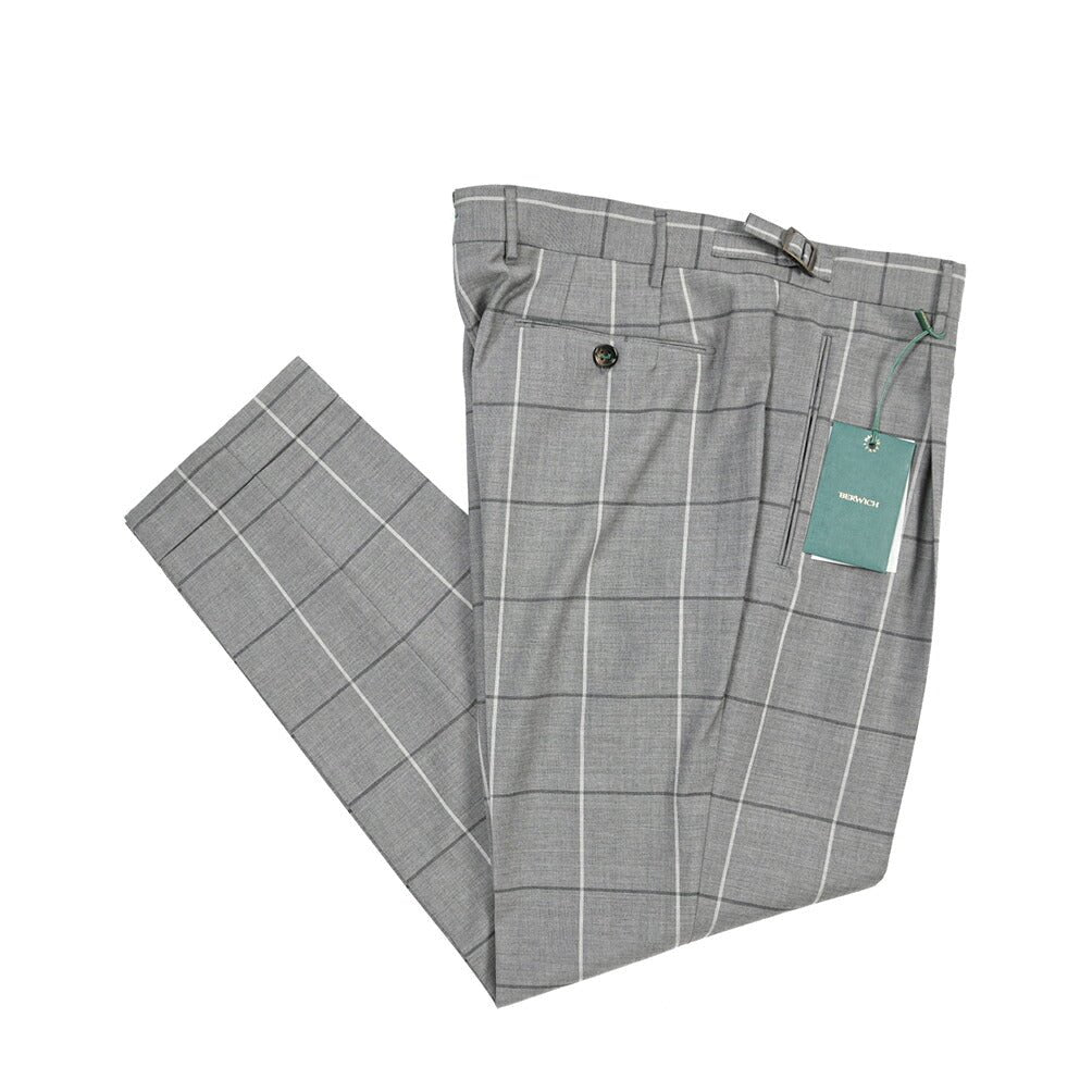 SUMMER SALE｜BERWICH “RETRO 1P” ヴァージンウール100% ワンタックスラックス グレー(matt grey) 52 | GUARDAROBA MILANO OFFICIAL STORE