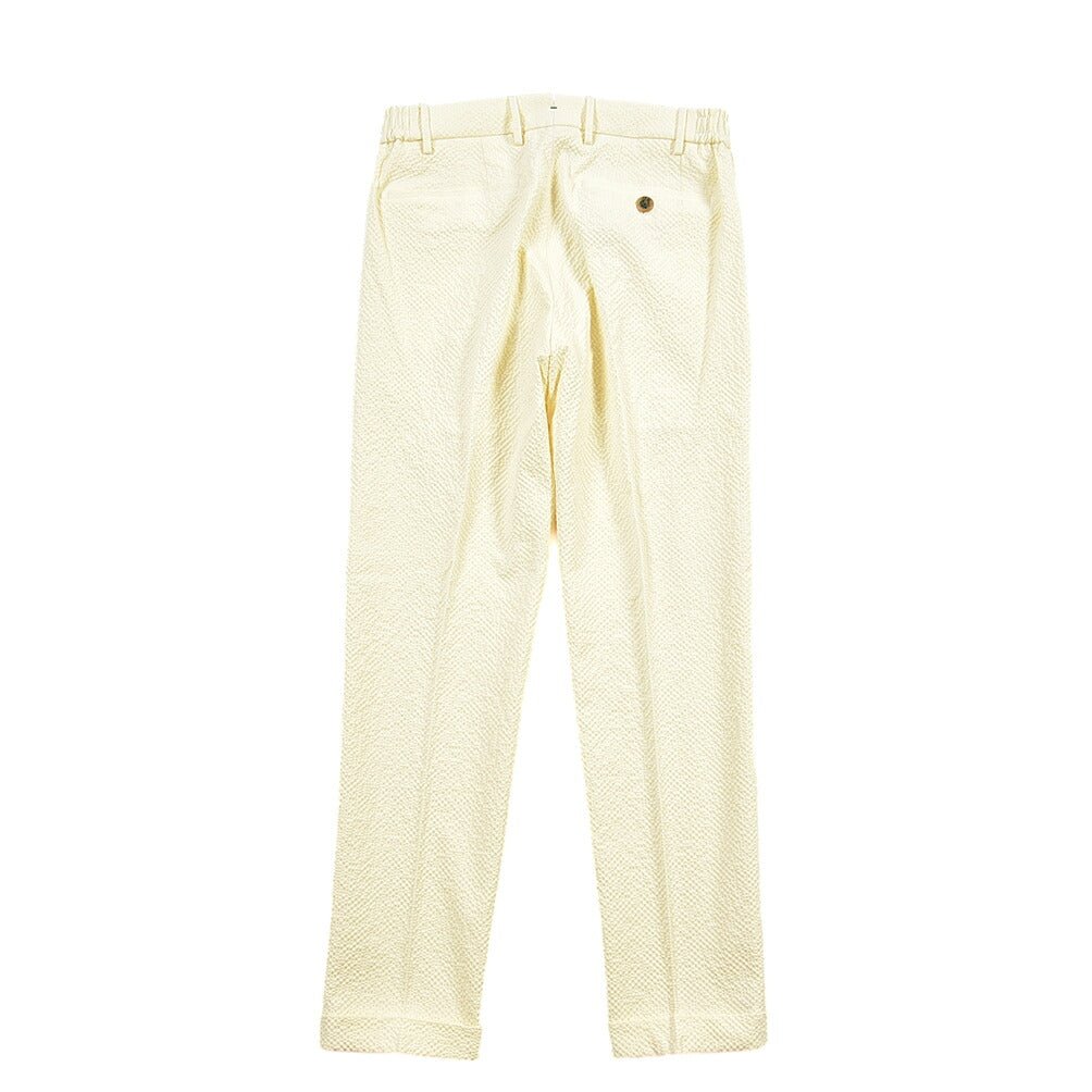 SUMMER SALE｜BERWICH “RETRO ELAX” シアサッカー ワンタックパンツ イエロー(chalk) 44 | GUARDAROBA MILANO OFFICIAL STORE