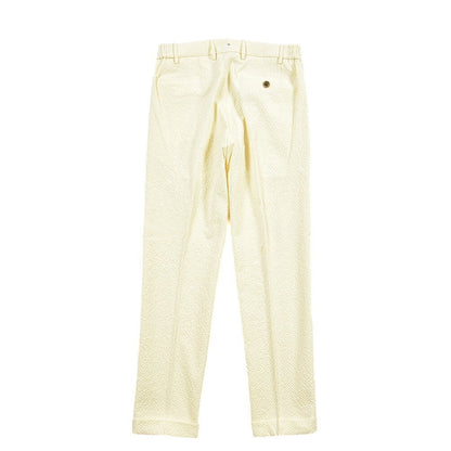 SUMMER SALE｜BERWICH “RETRO ELAX” シアサッカー ワンタックパンツ イエロー(chalk) 44 | GUARDAROBA MILANO OFFICIAL STORE