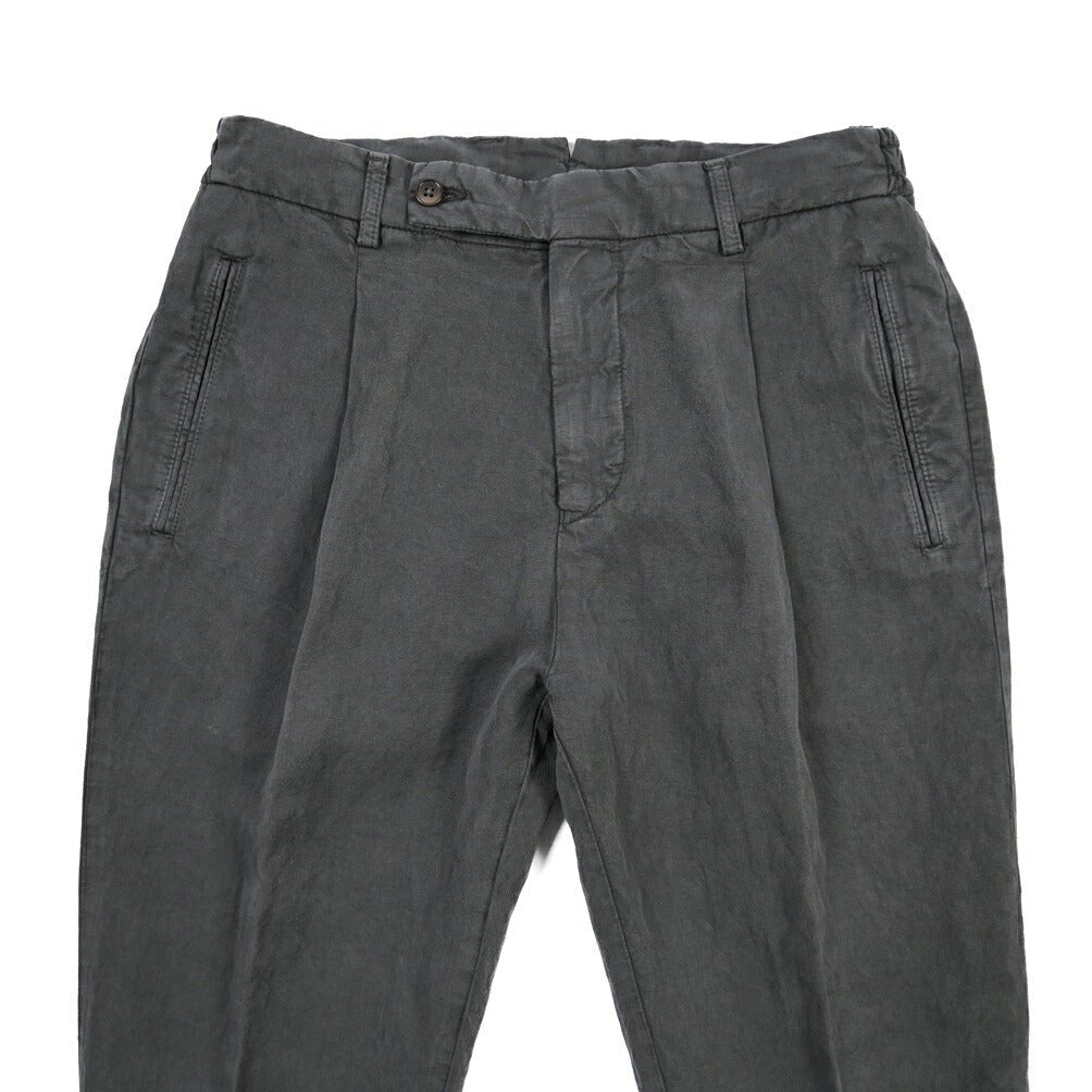 SUMMER SALE｜BERWICH “RETRO ELAX-GD” リヨセル混リネン ワンタックスラックス ブラック(nero999) 48 | GUARDAROBA MILANO OFFICIAL STORE