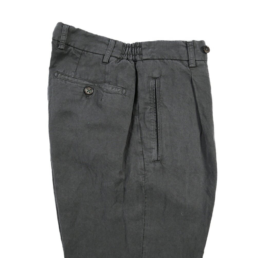 SUMMER SALE｜BERWICH “RETRO ELAX-GD” リヨセル混リネン ワンタックスラックス ブラック(nero999) 48 | GUARDAROBA MILANO OFFICIAL STORE