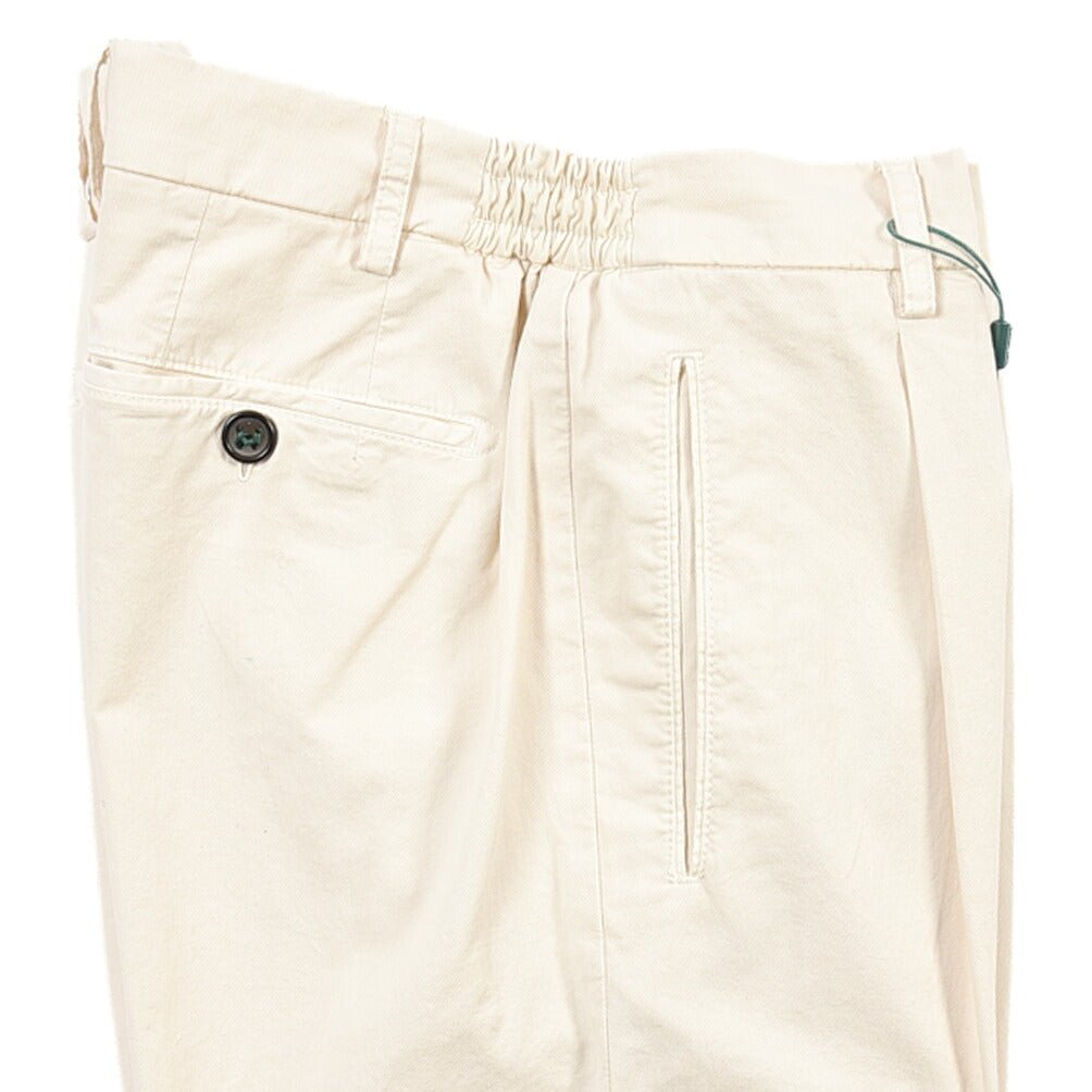 SUMMER SALE｜BERWICH “RETRO ELAX-GD” ストレッチコットン ワンタックチノパンツ オフホワイト(latte802) 48 | GUARDAROBA MILANO OFFICIAL STORE