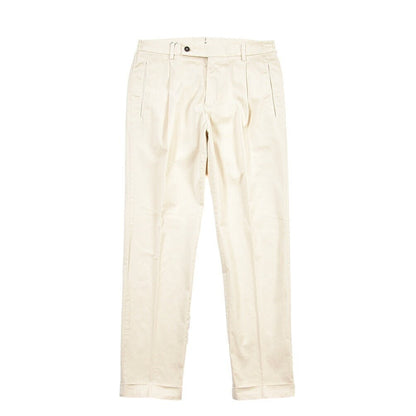 SUMMER SALE｜BERWICH “RETRO ELAX-GD” ストレッチコットン ワンタックチノパンツ オフホワイト(latte802) 48 | GUARDAROBA MILANO OFFICIAL STORE