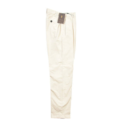 SUMMER SALE｜BERWICH “RETRO ELAX-GD” ストレッチコットン ワンタックチノパンツ オフホワイト(latte802) 48 | GUARDAROBA MILANO OFFICIAL STORE