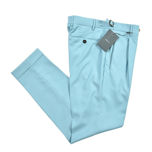SUMMER SALE｜BERWICH “RETRO LONG” ウール100% ワンタックスラックス / CANONICO製生地 グリーン(water green) 48 | GUARDAROBA MILANO OFFICIAL STORE