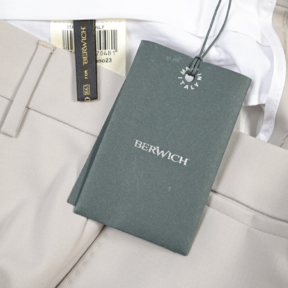 SUMMER SALE｜BERWICH “VULCANO 23” ウール100% ノータックスラックス / CANONICO製生地 グレー(stone) 48 | GUARDAROBA MILANO OFFICIAL STORE