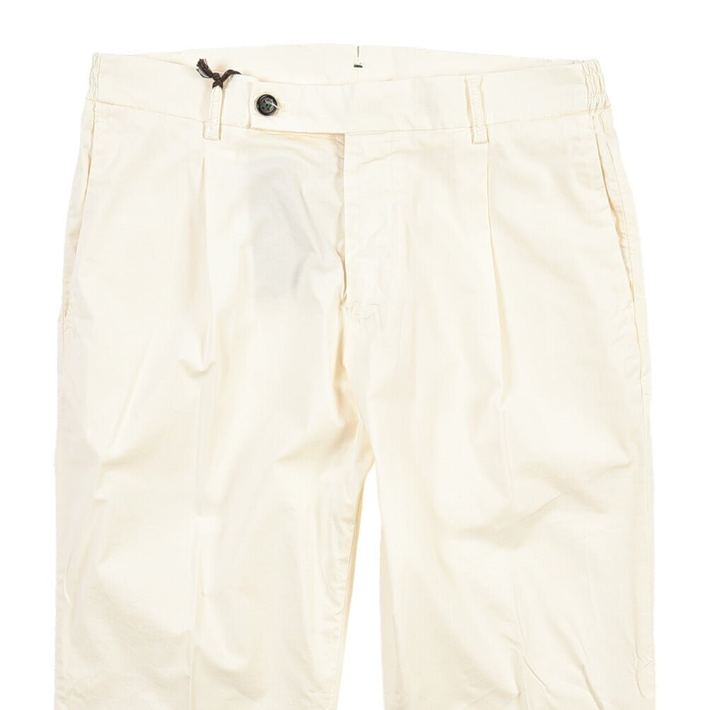 SUMMER SALE｜BERWICH “XRETRO-GD” リヨセル混コットン ワンタックパンツ オフホワイト(ecru275) 50 | GUARDAROBA MILANO OFFICIAL STORE