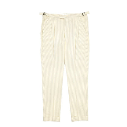 SUMMER SALE｜PT TORINO "MASTER FIT" シアサッカーウール ツータックベルトレススラックス｜423325｜GUARDAROBA MILANO OFFICIAL STORE