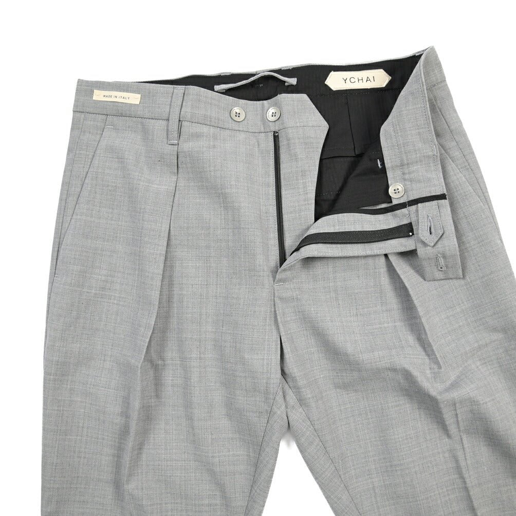 SUMMER SALE｜YCHAI ストレッチウール ワンタックスラックス グレー 31 | GUARDAROBA MILANO OFFICIAL STORE