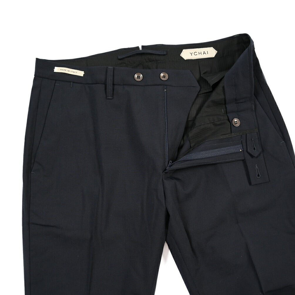 SUMMER SALE｜YCHAI “PANATELA” ストレッチウール ノータックスラックス / SKINNY FIT ネイビー(BLU) 31 | GUARDAROBA MILANO OFFICIAL STORE