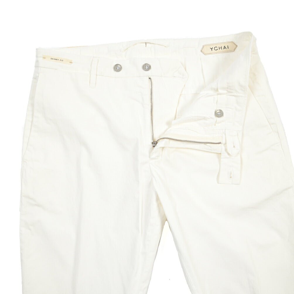 SUMMER SALE｜YCHAI “PANATELA” ストレッチコットン ノータックチノパンツ / SKINNY FIT ホワイト(BIANCO) 29 | GUARDAROBA MILANO OFFICIAL STORE
