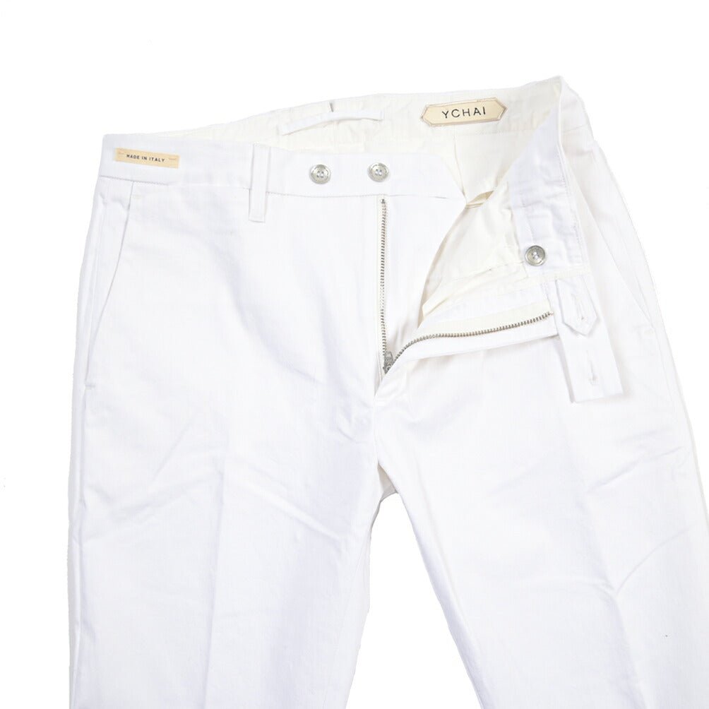 SUMMER SALE｜YCHAI “PANATELA” ストレッチコットン ノータックパンツ / SKINNY FIT ホワイト(BIANCO) 31 | GUARDAROBA MILANO OFFICIAL STORE