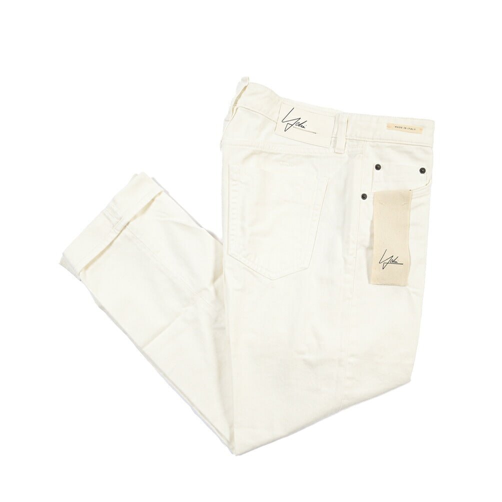 SUMMER SALE｜YCHAI “ROBUSTO” コットン100%デニム テーパードジーンズ / SKINNY FIT ホワイト(BIANCO) 32 | GUARDAROBA MILANO OFFICIAL STORE
