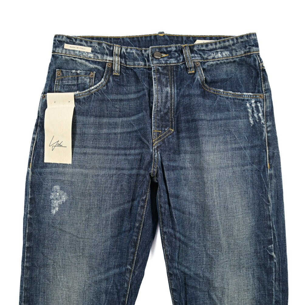 SUMMER SALE｜YCHAI “ROBUSTO” コットン100%デニム テーパードジーンズ / ダメージ加工 / TAPERED FIT ブルー(BLU) 33 | GUARDAROBA MILANO OFFICIAL STORE