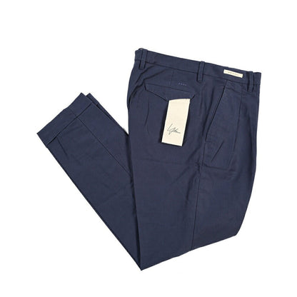 SUMMER SALE｜YCHAI “ROBUSTO” コットン100% ツータックパンツ / TAPERED FIT ネイビー（BLU） 33 | GUARDAROBA MILANO OFFICIAL STORE