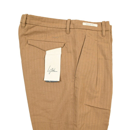 SUMMER SALE｜YCHAI “ROBUSTO” リネン混コットン ツータックパンツ ブラウン（NOCE） 33 | GUARDAROBA MILANO OFFICIAL STORE
