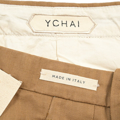 SUMMER SALE｜YCHAI “ROBUSTO” リネン混コットン ツータックパンツ ブラウン（NOCE） 33 | GUARDAROBA MILANO OFFICIAL STORE