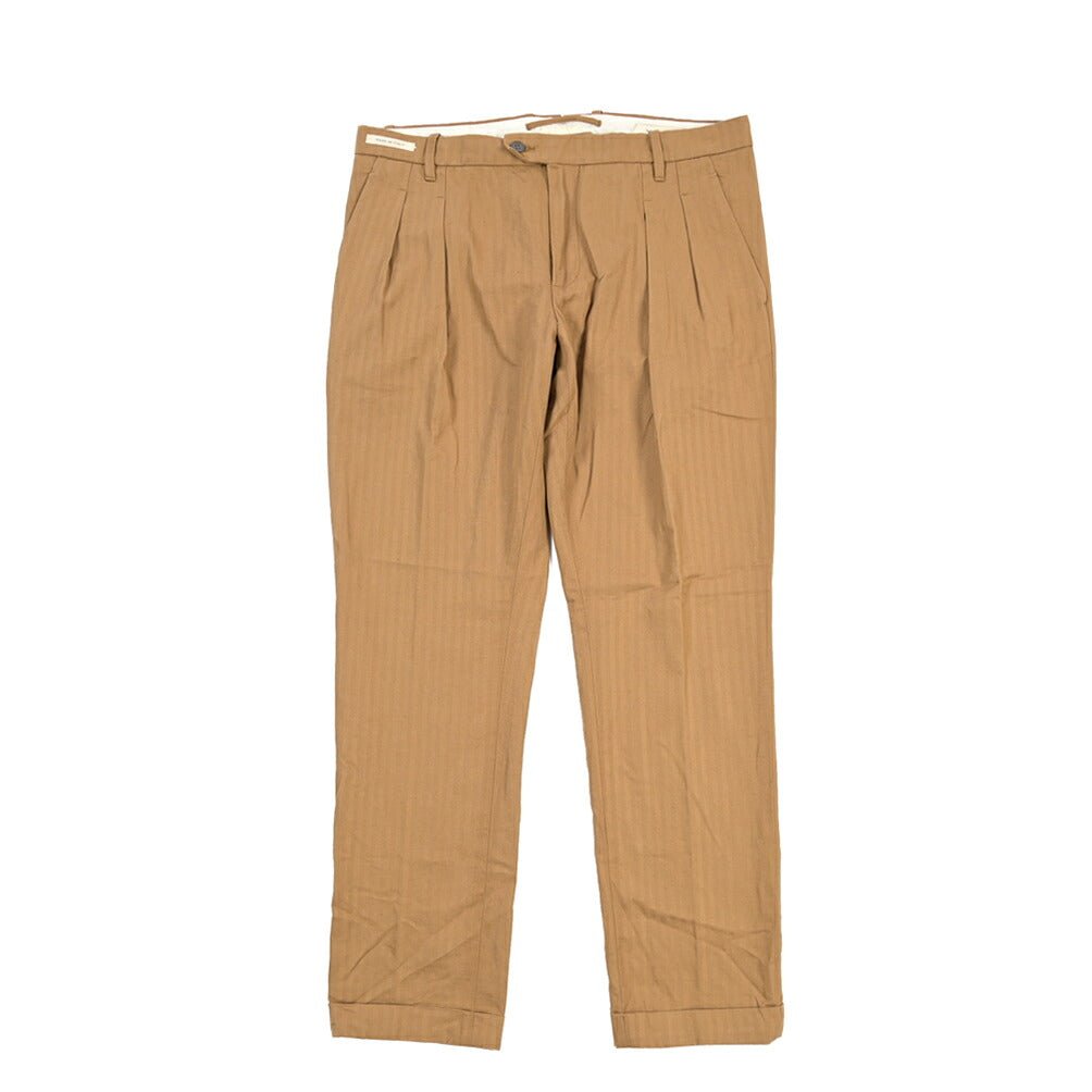 SUMMER SALE｜YCHAI “ROBUSTO” リネン混コットン ツータックパンツ ブラウン（NOCE） 33 | GUARDAROBA MILANO OFFICIAL STORE