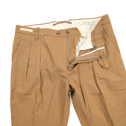 SUMMER SALE｜YCHAI “ROBUSTO” リネン混コットン ツータックパンツ ブラウン（NOCE） 33 | GUARDAROBA MILANO OFFICIAL STORE