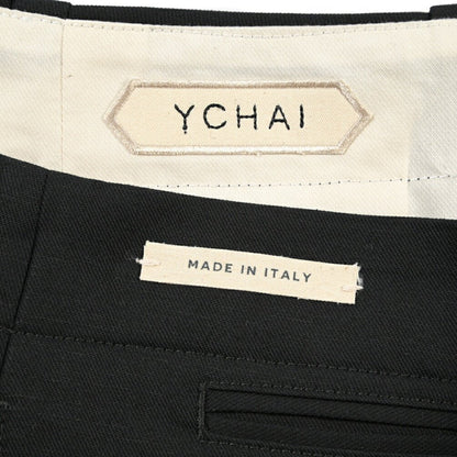 SUMMER SALE｜YCHAI “ROBUSTO” リネン混コットン ノータックパンツ / TAPERED FIT ブラック(NERO) 33 | GUARDAROBA MILANO OFFICIAL STORE