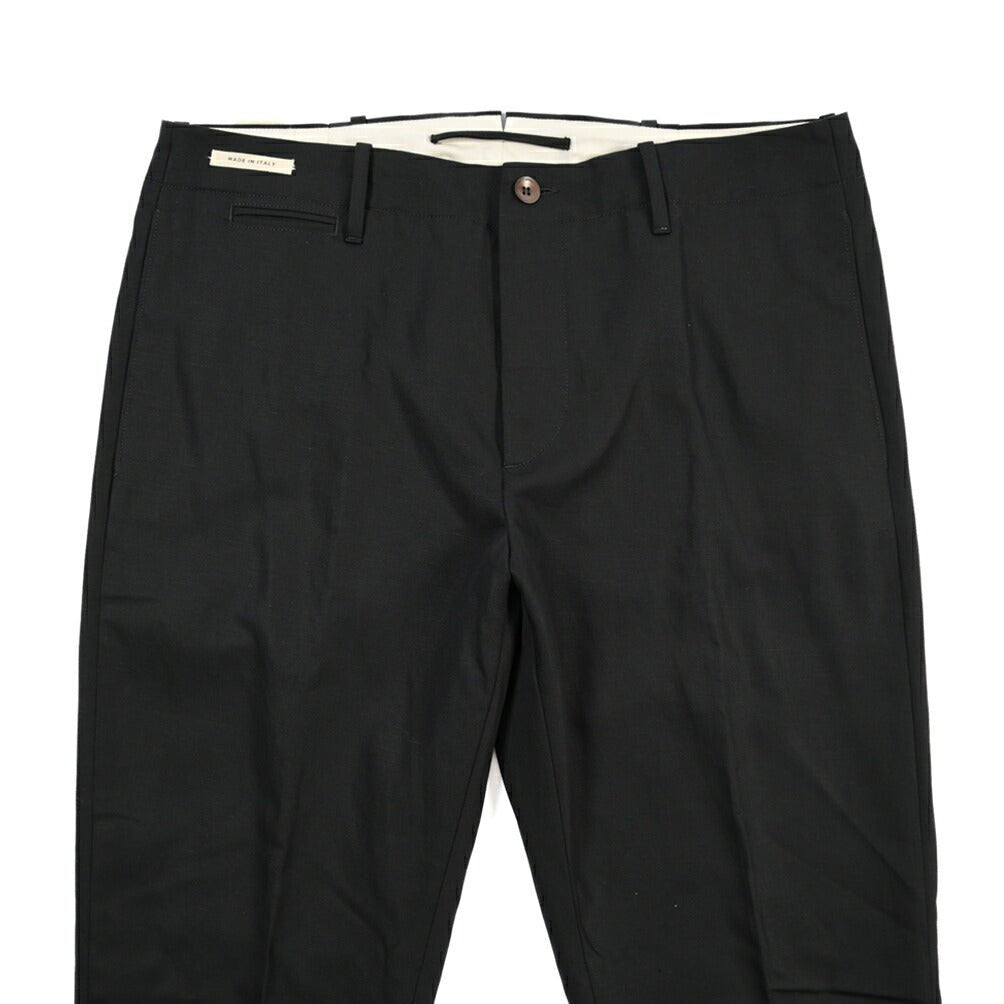 SUMMER SALE｜YCHAI “ROBUSTO” リネン混コットン ノータックパンツ / TAPERED FIT ブラック(NERO) 33 | GUARDAROBA MILANO OFFICIAL STORE