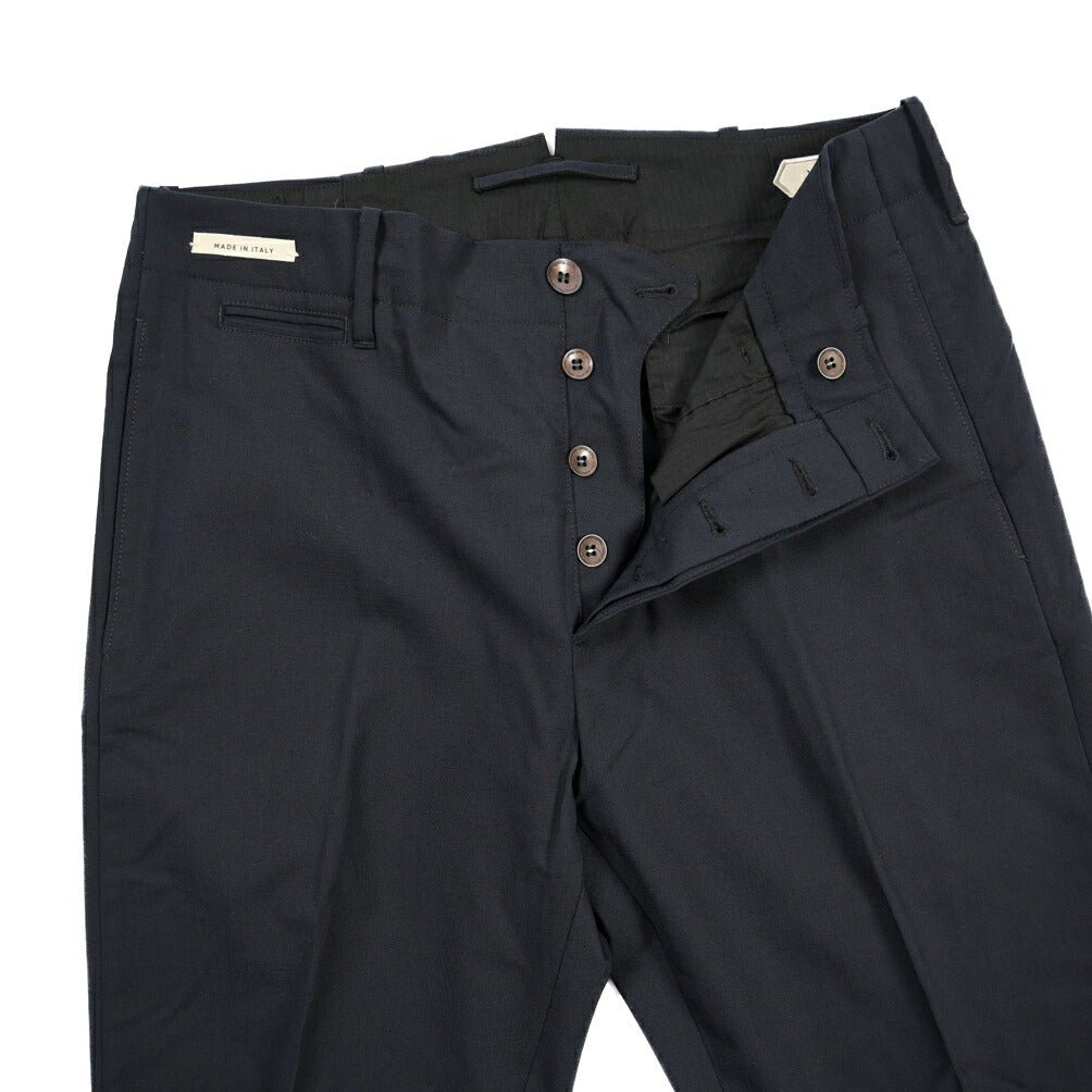 SUMMER SALE｜YCHAI “ROBUSTO” リネン混コットン ノータックパンツ / TAPERED FIT ネイビー(BLU) 33 | GUARDAROBA MILANO OFFICIAL STORE