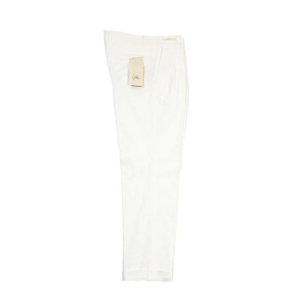 SUMMER SALE｜YCHAI “ROBUSTO” リネン混コットン ツータックパンツ / TAPERED FIT ホワイト(BIANCO) 30 | GUARDAROBA MILANO OFFICIAL STORE