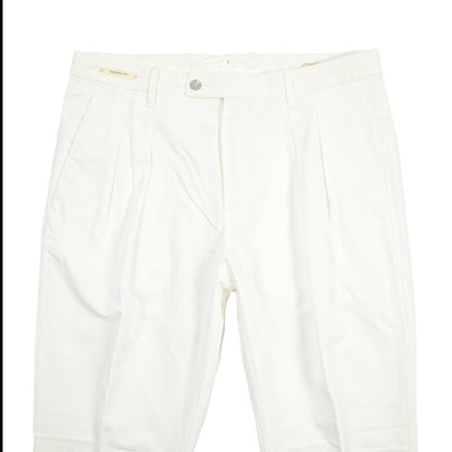 SUMMER SALE｜YCHAI “ROBUSTO” リネン混コットン ツータックパンツ / TAPERED FIT ホワイト(BIANCO) 30 | GUARDAROBA MILANO OFFICIAL STORE