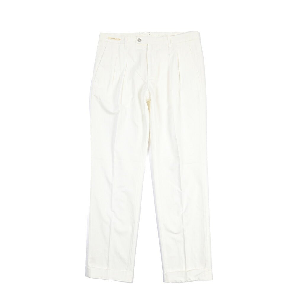 SUMMER SALE｜YCHAI “ROBUSTO” リネン混コットン ツータックパンツ / TAPERED FIT ホワイト(BIANCO) 30 | GUARDAROBA MILANO OFFICIAL STORE