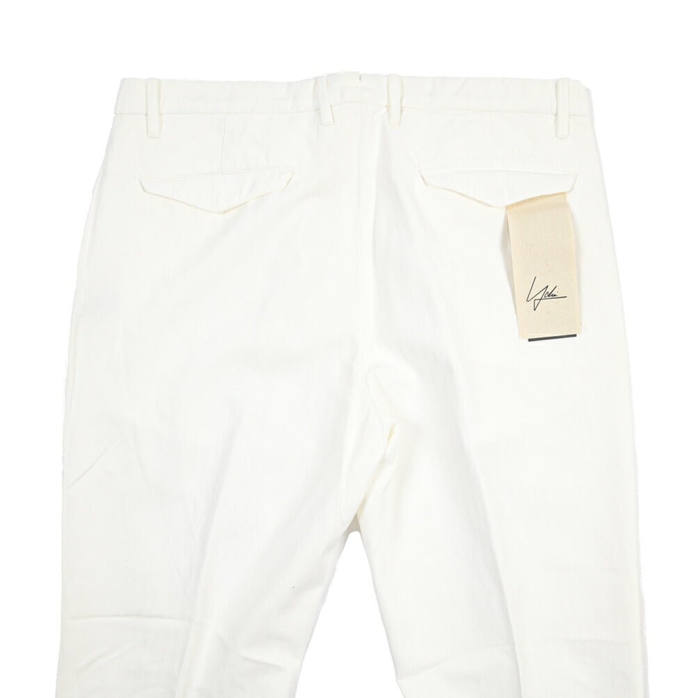 SUMMER SALE｜YCHAI “ROBUSTO” リネン混コットン ツータックヘリンボーンパンツ / TAPERED FIT ホワイト(BIANCO) 32 | GUARDAROBA MILANO OFFICIAL STORE