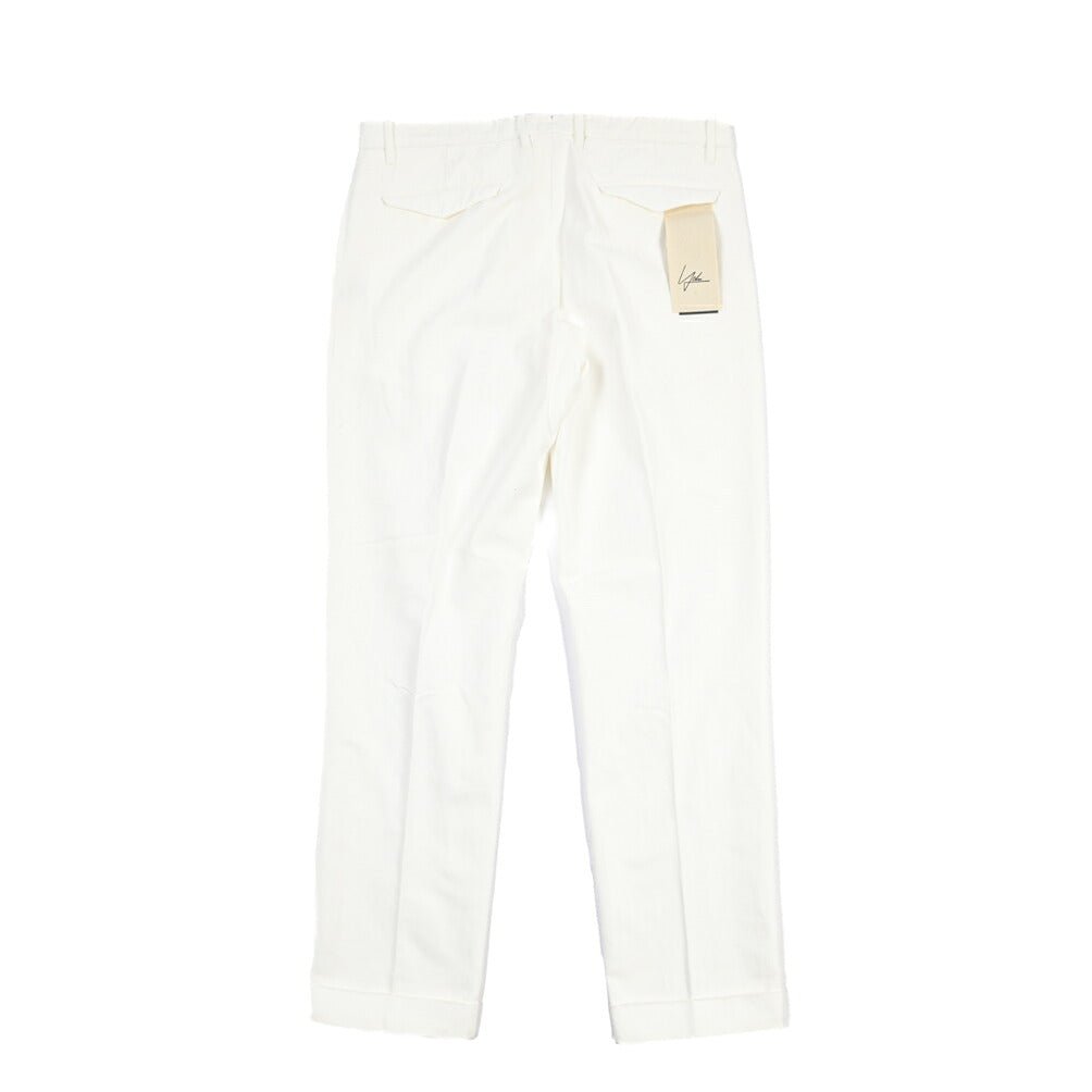 SUMMER SALE｜YCHAI “ROBUSTO” リネン混コットン ツータックヘリンボーンパンツ / TAPERED FIT ホワイト(BIANCO) 32 | GUARDAROBA MILANO OFFICIAL STORE