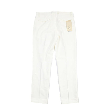 SUMMER SALE｜YCHAI “ROBUSTO” リネン混コットン ツータックヘリンボーンパンツ / TAPERED FIT ホワイト(BIANCO) 32 | GUARDAROBA MILANO OFFICIAL STORE