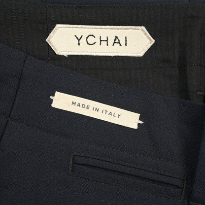 SUMMER SALE｜YCHAI “ROBUSTO” リネン混コットン ノータックパンツ / TAPERED FIT ネイビー(BLU) 33 | GUARDAROBA MILANO OFFICIAL STORE